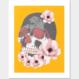 Skull with Flowers Posters and Art